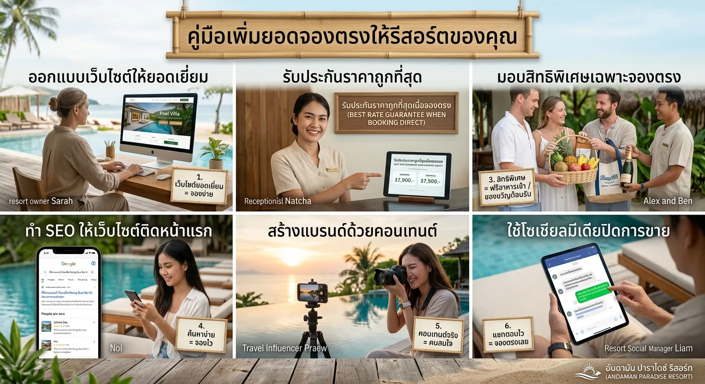 10 วิธีเพิ่มยอดจองตรง (Direct Booking) ให้รีสอร์ต เปลี่ยนคนดูให้เป็นผู้เข้าพักจริง